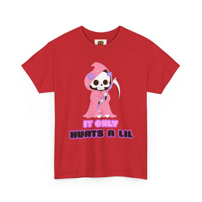 It Only Hurts A Lil Grim Reaper Tee — Cute Goth Skull T-Shirt