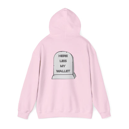 Hoodie - "Here Lies My Wallet" Tombstone Graphic Pullover