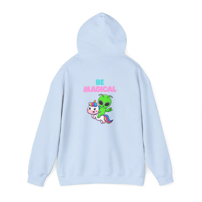 Magical Alien Riding Unicorn Hoodie — Cute Pastel Space Fantasy Sweatshirt