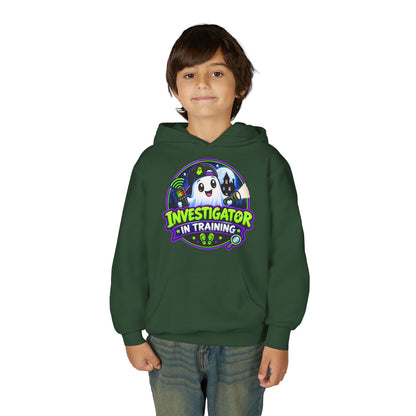 Youth Hoodie — "Investigator in Training" Cute Ghost Detective Kids Pullover