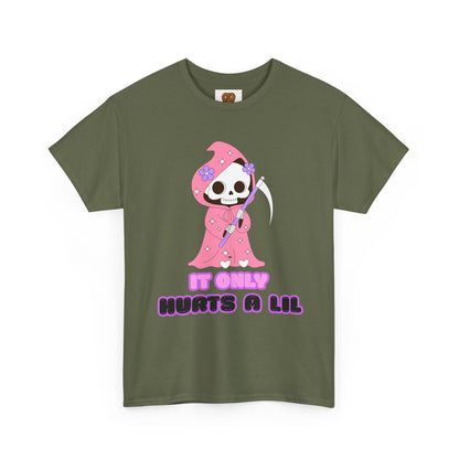 It Only Hurts A Lil Grim Reaper Tee — Cute Goth Skull T-Shirt