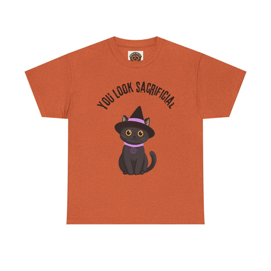 You Look Sacrificial Black Cat Halloween T-Shirt — Cute Witch Cat Tee for Halloween