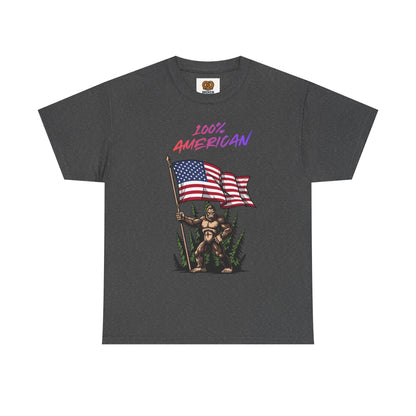 100% American T-Shirt — Retro Patriotic Flag Graphic Tee