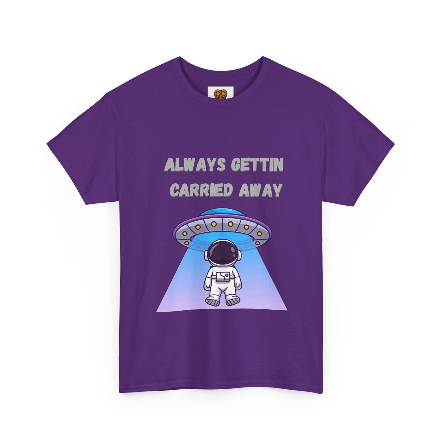 Astronaut UFO T‑Shirt — "Always Gettin Carried Away" Cute Space Graphic Tee