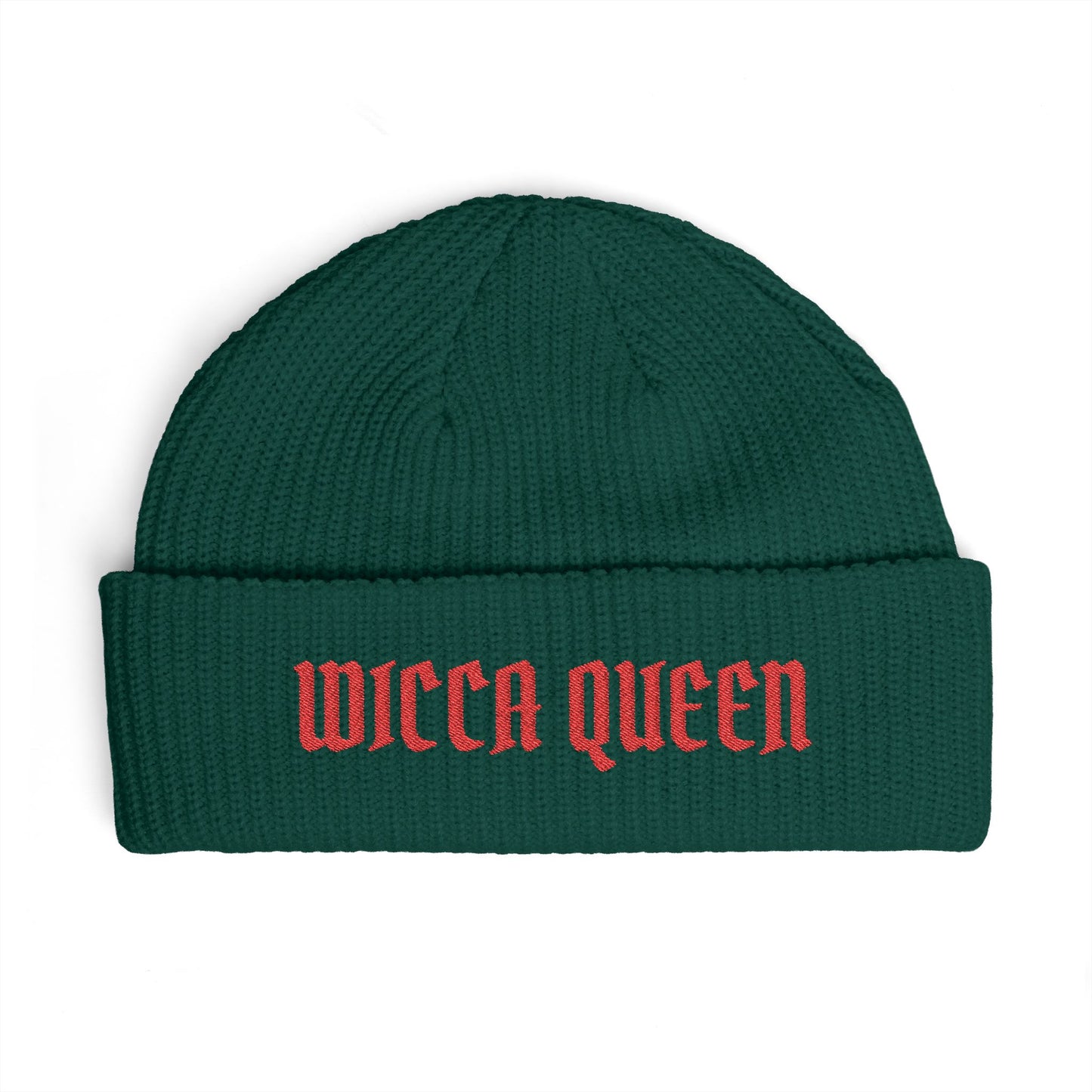 Witch Queen Cuff Beanie — Gothic Embroidered Winter Hat