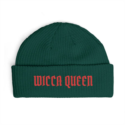 Witch Queen Cuff Beanie — Gothic Embroidered Winter Hat