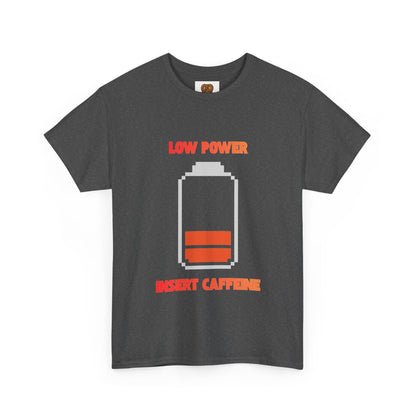 Low Power Insert Caffeine T‑Shirt — Funny Retro Battery Coffee Tee