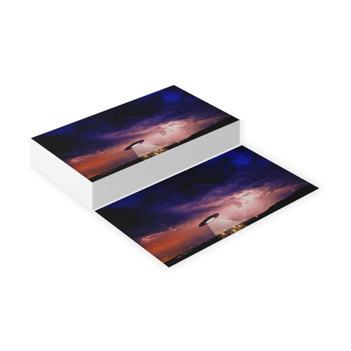 UFO Nightscape Business Cards — Alien Abduction Scenic Cards