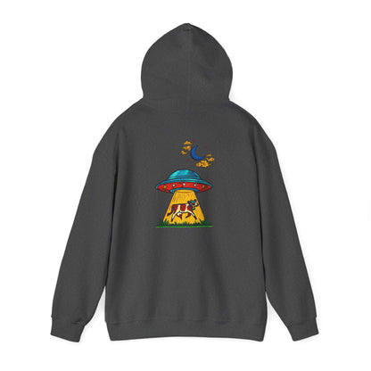 Alien UFO Abduction Hoodie — Colorful Retro Spaceship Graphic