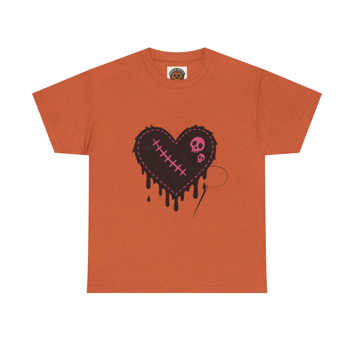 Dripping Stitched Heart Graphic Tee — Gothic Punk Valentine Shirt