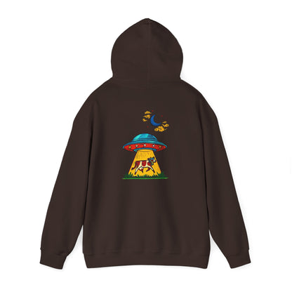 Alien UFO Abduction Hoodie — Colorful Retro Spaceship Graphic