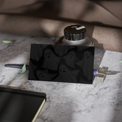 Ghost Pattern Business Cards — Dark Halloween Networking Cards