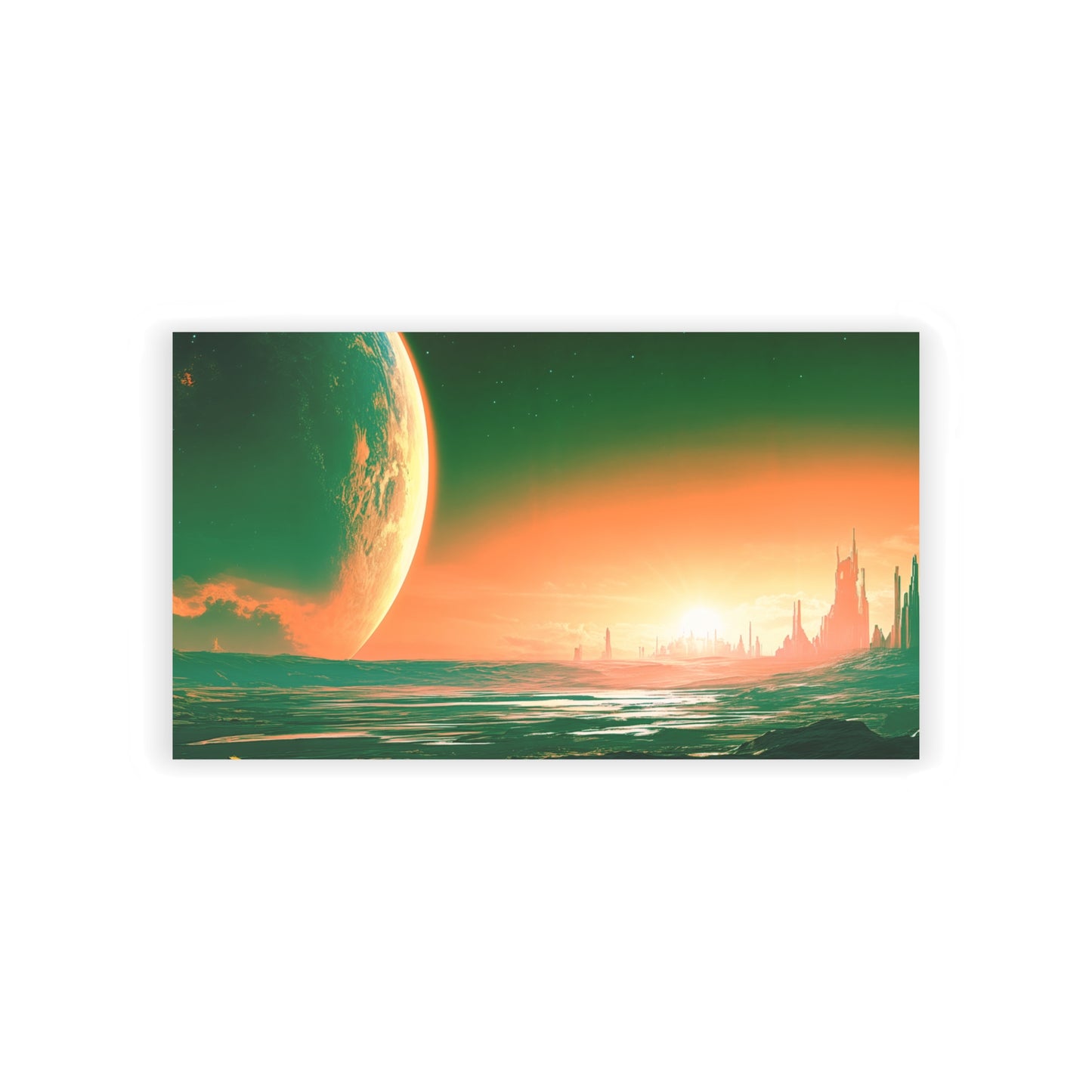 Sci‑Fi Landscape Business Cards — Futuristic Planet Sunset Design
