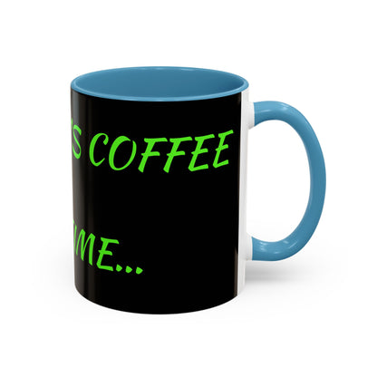 Funny Coffee Mug - "Dear It's Coffee Time" Neon Green Accent Mug (11/15oz)