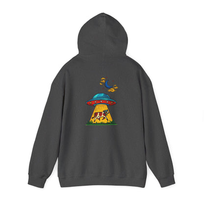 Alien UFO Abduction Hoodie — Colorful Retro Spaceship Graphic
