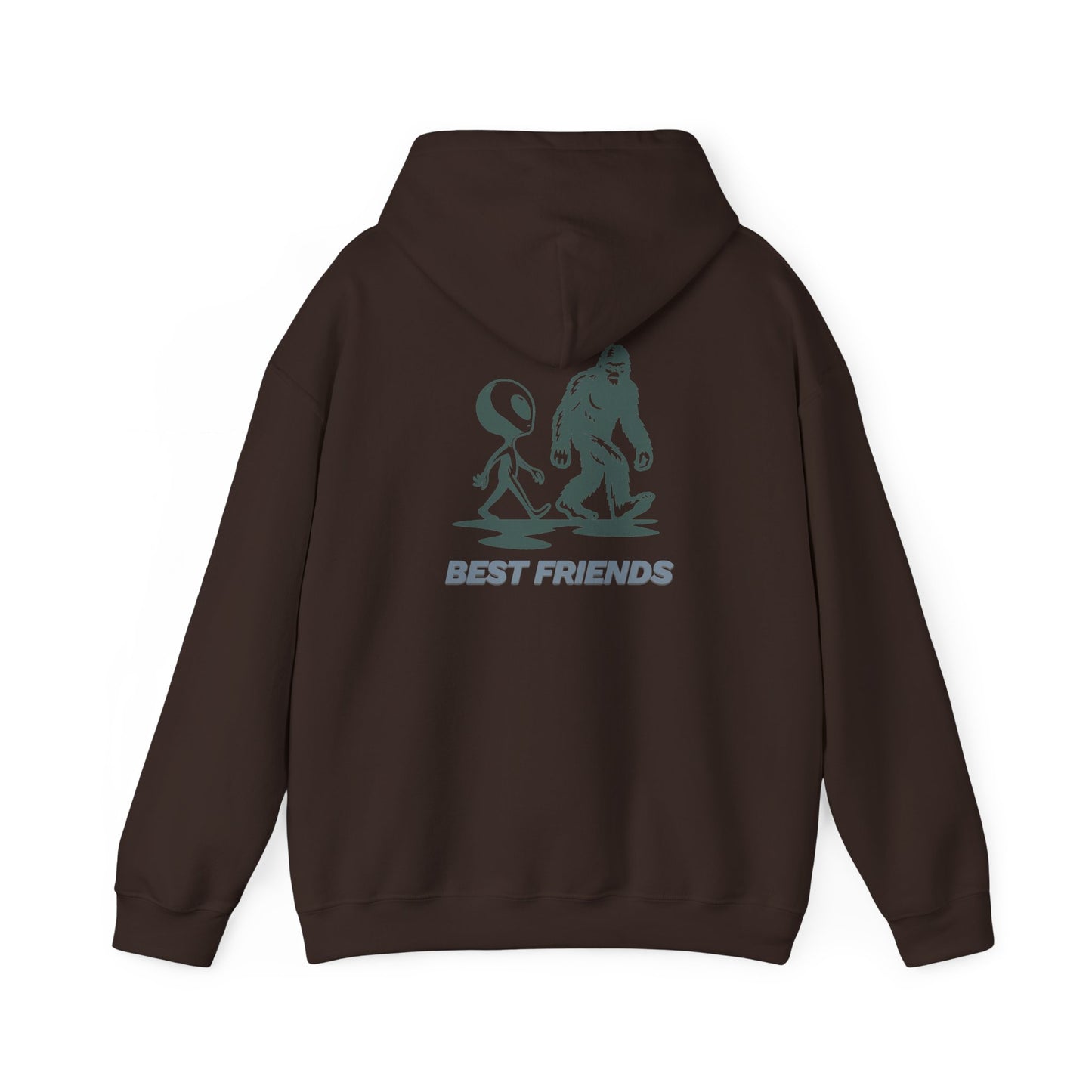 Best Friends Hoodie — Bigfoot & Alien Graphic Pullover