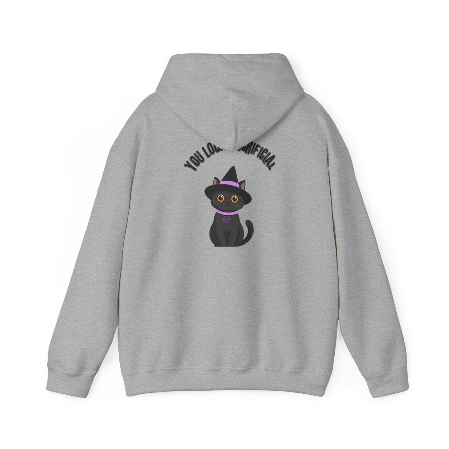 Witch Cat Hoodie – "You Look Purrrfect" Cute Black Cat Halloween Sweatshirt