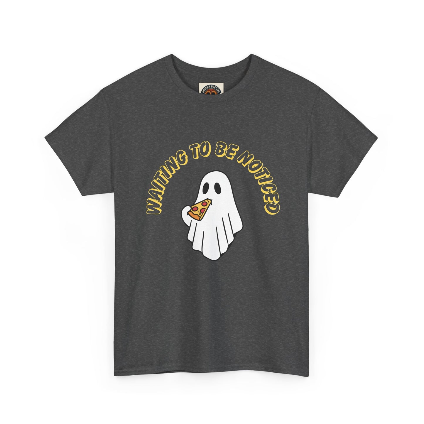 Ghost Holding Pizza "Waiting to Be Noticed" T‑Shirt
