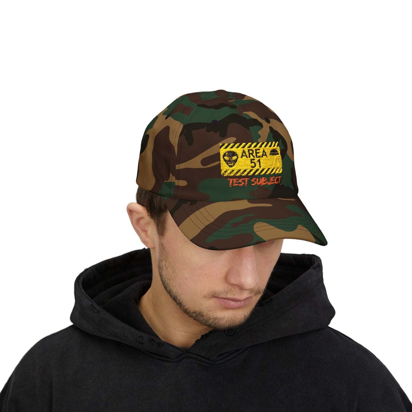 Area 51 'Test Subject' Dad Cap – Alien Warning Embroidered Hat