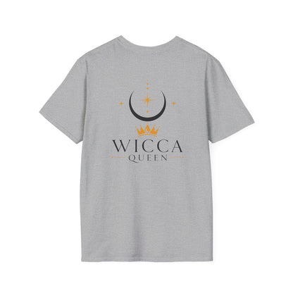 Wicca Queen T-Shirt — Black Cat with Crown & Crescent Moon Pagan Tee