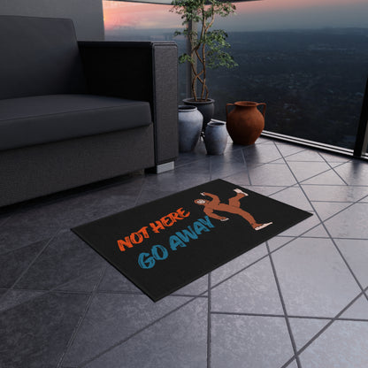 Outdoor Rug — 'Not Here Go Away' Sasquatch Doormat for Porch & Patio