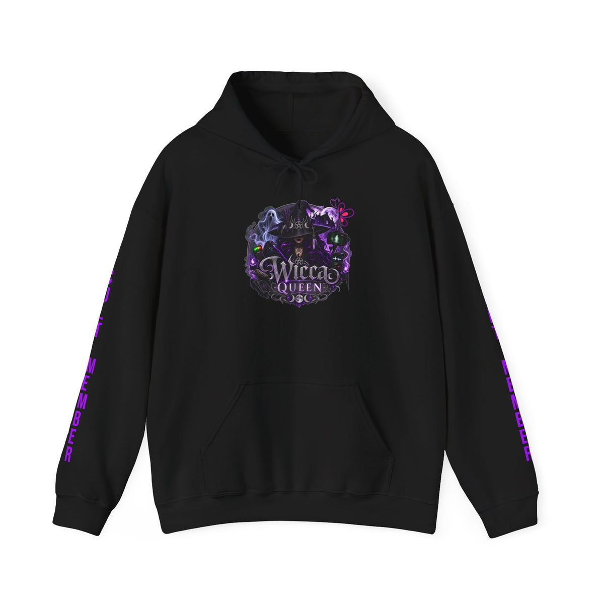 Witchy Black Hoodie - "Wicca Queen" Gothic Witch Cat Pullover