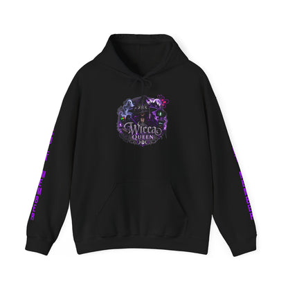 Witchy Black Hoodie - "Wicca Queen" Gothic Witch Cat Pullover