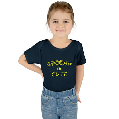 Infant Bodysuit - "Spooky & Cute" Halloween Baby Onesie (Orange)