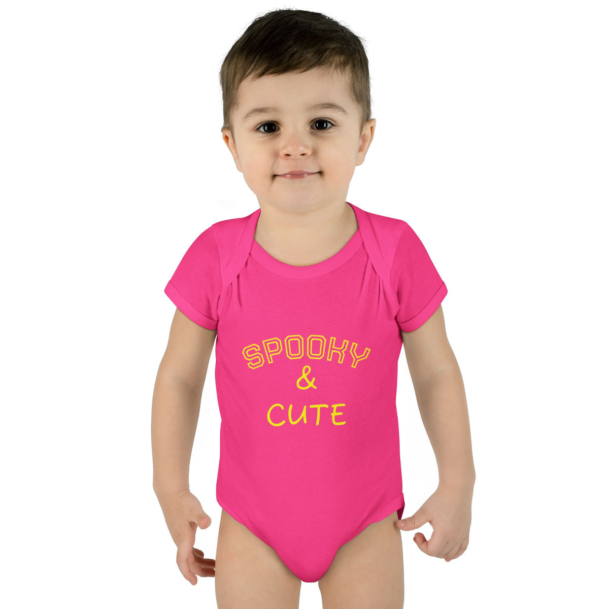 Infant Bodysuit - "Spooky & Cute" Halloween Baby Onesie (Orange)