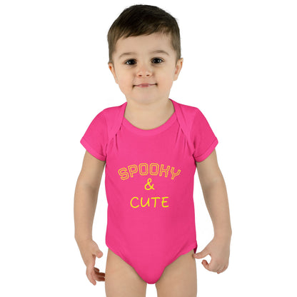 Infant Bodysuit - "Spooky & Cute" Halloween Baby Onesie (Orange)