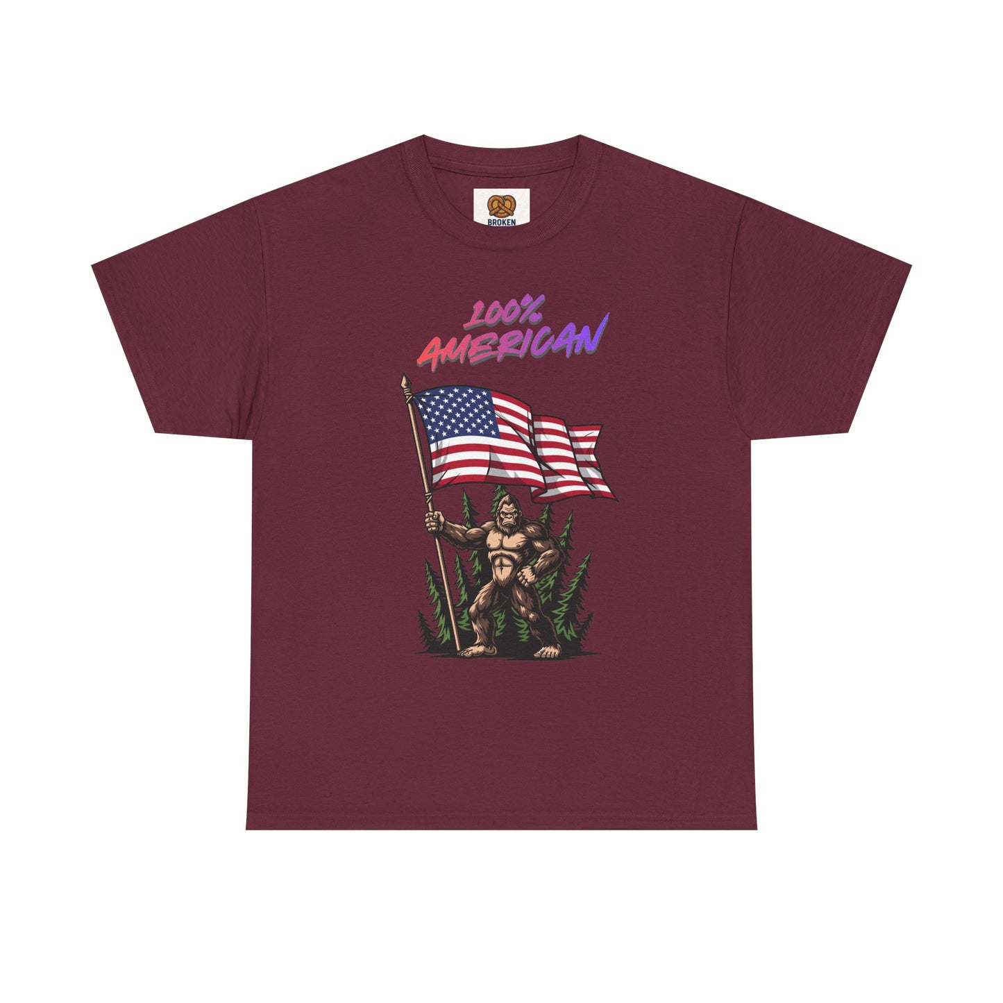 100% American T-Shirt — Retro Patriotic Flag Graphic Tee