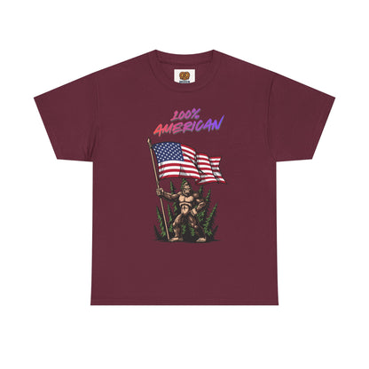 100% American T-Shirt — Retro Patriotic Flag Graphic Tee