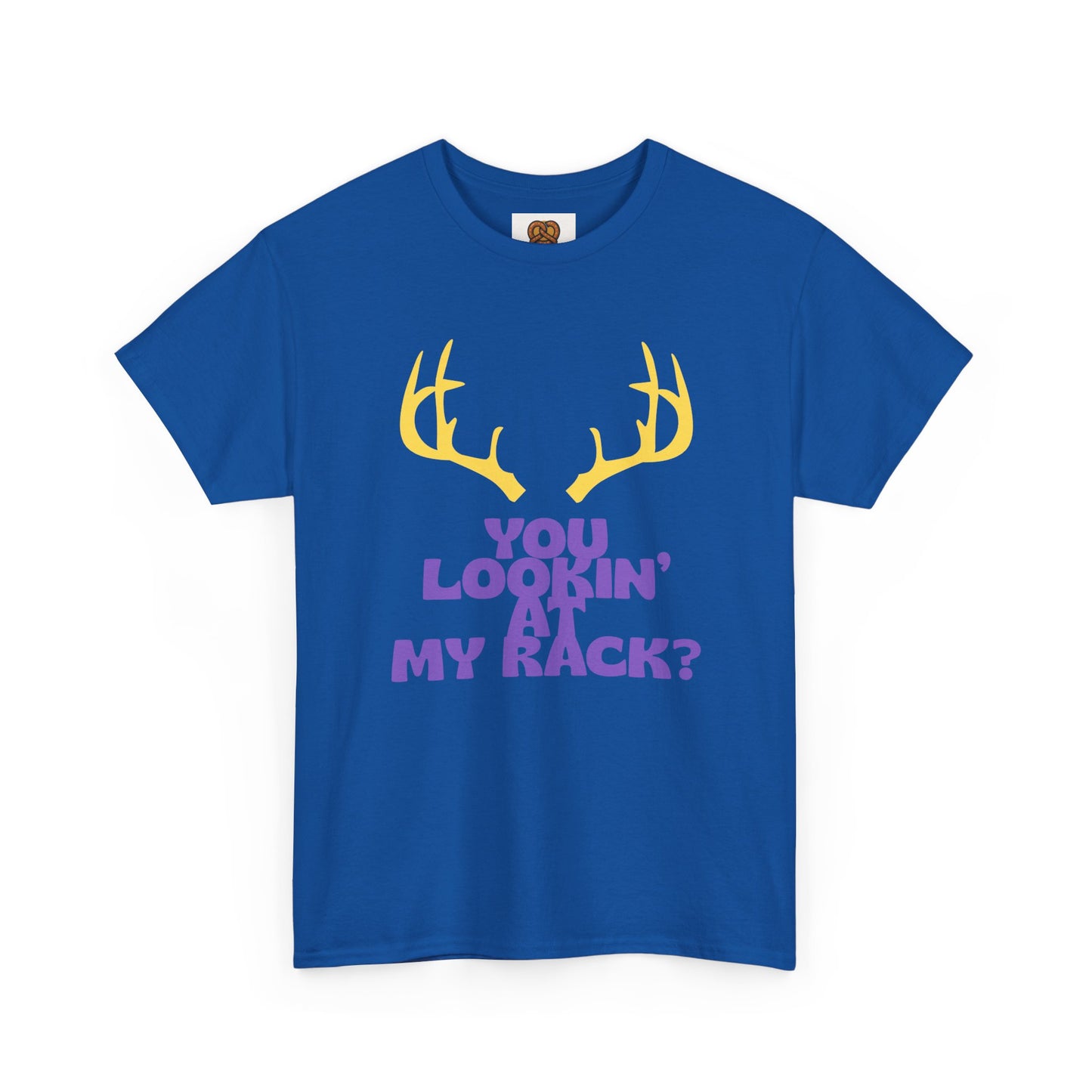 Funny Antler T-Shirt — "You Lookin' at My Rack?" Hunting Humor Tee