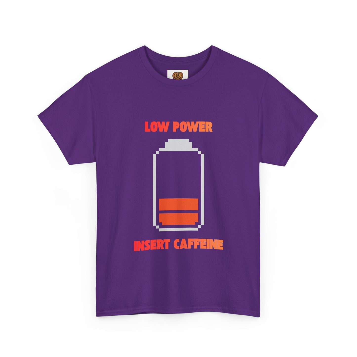 Low Power Insert Caffeine T‑Shirt — Funny Retro Battery Coffee Tee