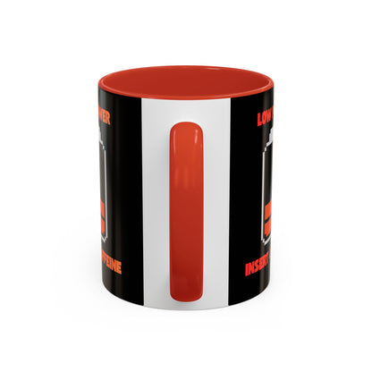 Coffee Mug — "Low Power, Insert Caffeine" Retro Battery Design