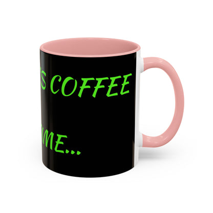 Funny Coffee Mug - "Dear It's Coffee Time" Neon Green Accent Mug (11/15oz)