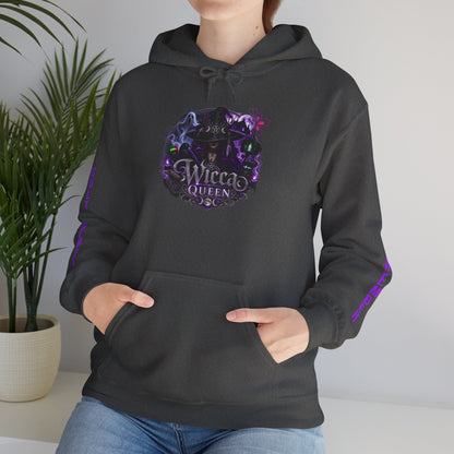 Witchy Black Hoodie - "Wicca Queen" Gothic Witch Cat Pullover