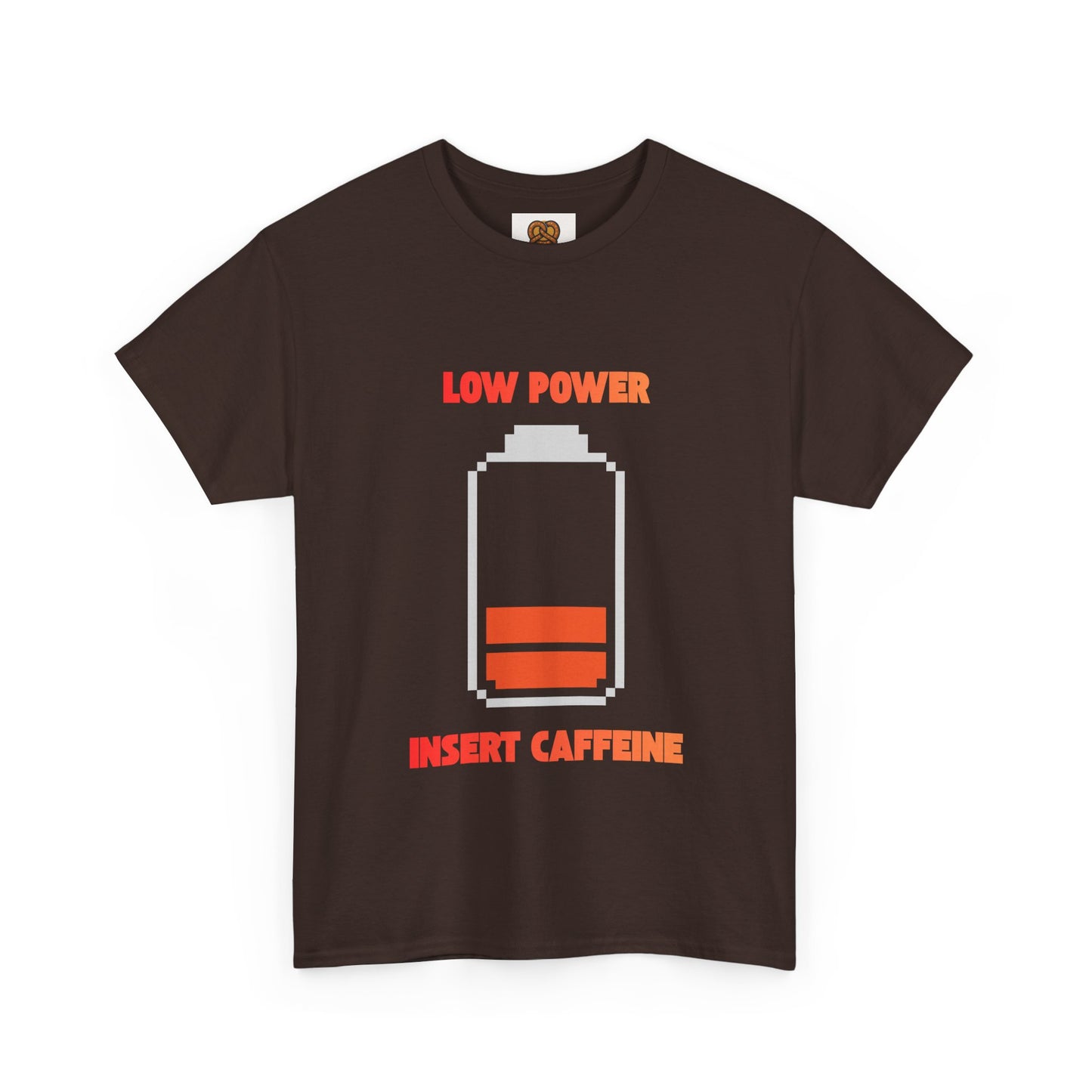 Low Power Insert Caffeine T‑Shirt — Funny Retro Battery Coffee Tee