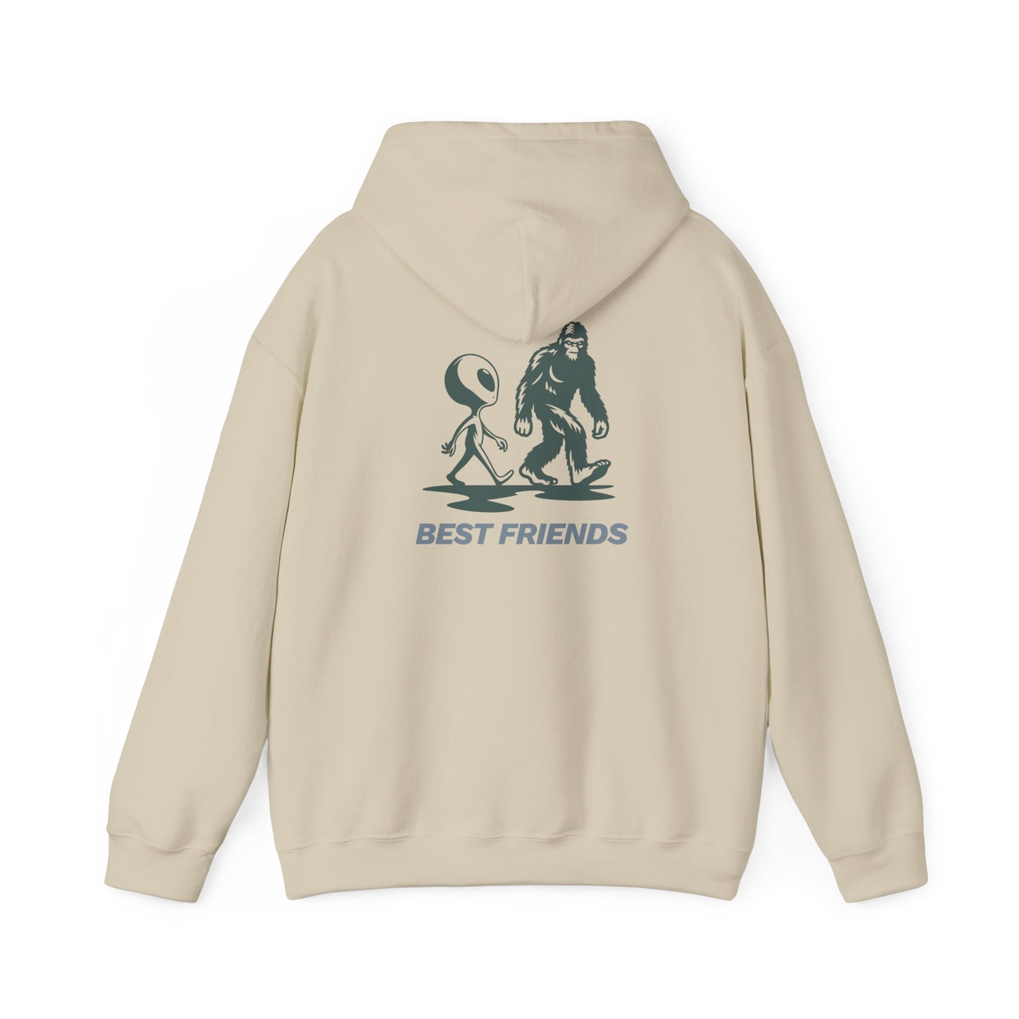 Best Friends Hoodie — Bigfoot & Alien Graphic Pullover