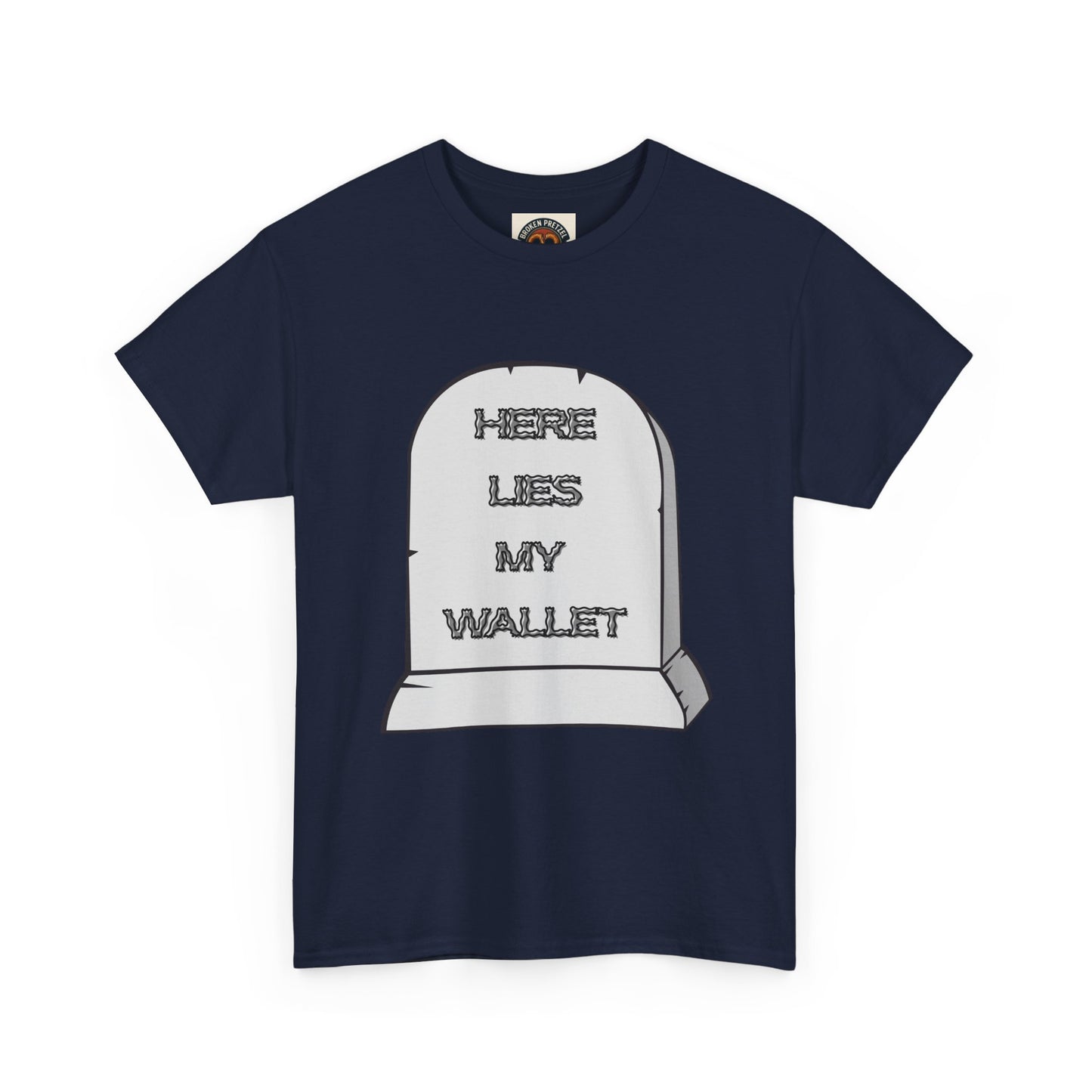 Here Lies My Wallet Tombstone T-Shirt — Funny Grim Reaper Money Joke Tee