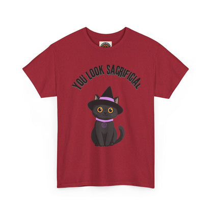 You Look Sacrificial Black Cat Halloween T-Shirt — Cute Witch Cat Tee for Halloween