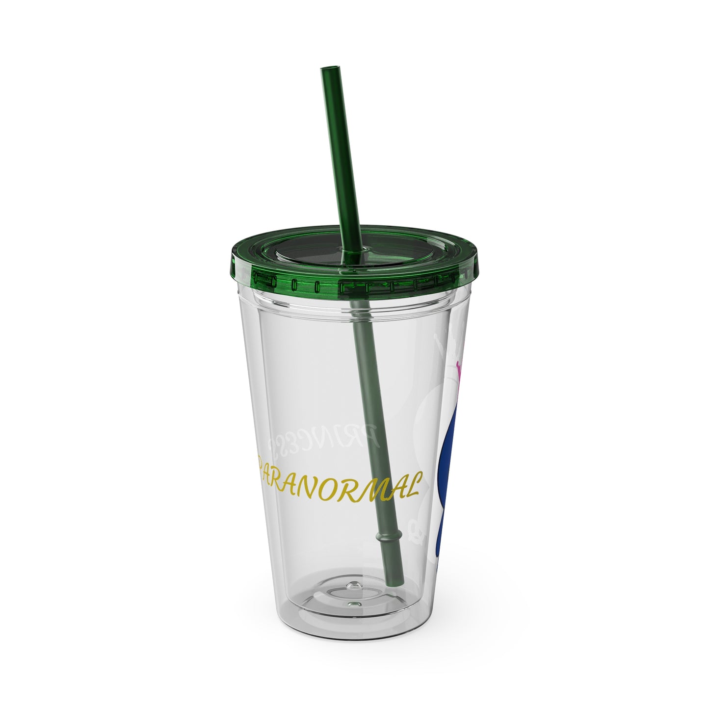 16oz Acrylic Tumbler with Straw — Cute Purple Blue Character 'Paranormal' Drink Cup