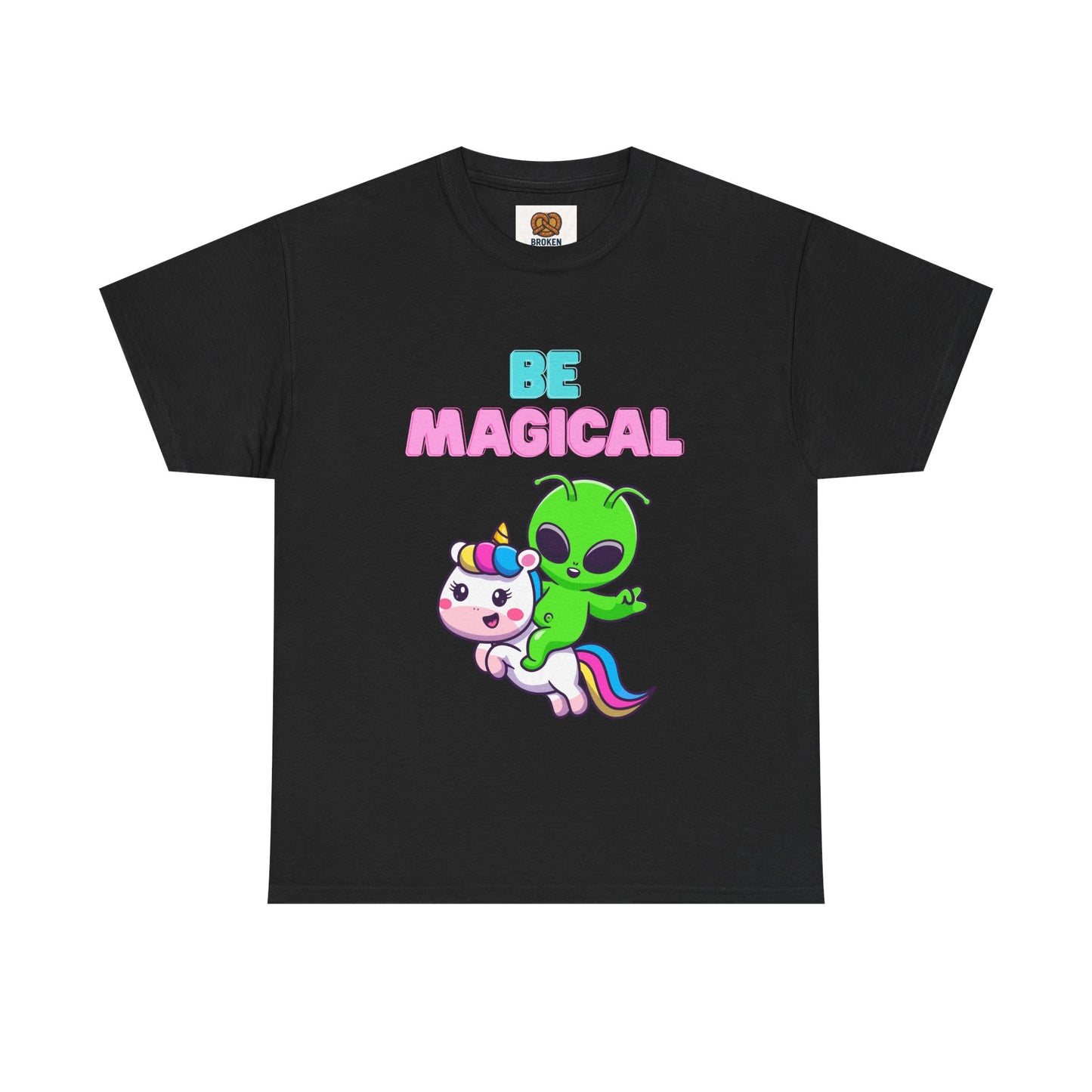 Be Magical Alien Riding Unicorn T-Shirt — Cute Kawaii Graphic Tee