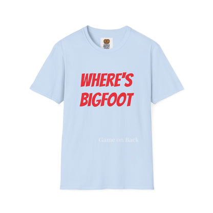 Where's Bigfoot T-Shirt — Hidden Monster Graphic Tee with Game on Back