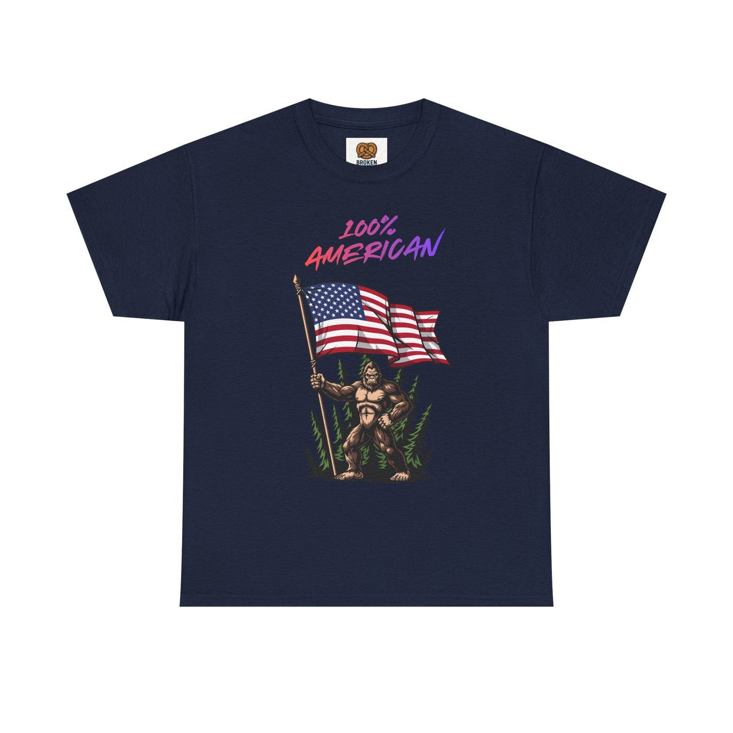 100% American T-Shirt — Retro Patriotic Flag Graphic Tee