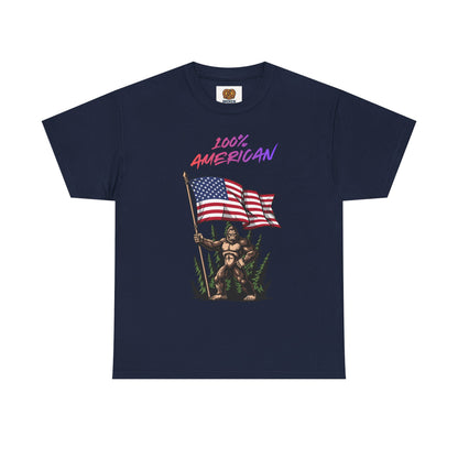 100% American T-Shirt — Retro Patriotic Flag Graphic Tee