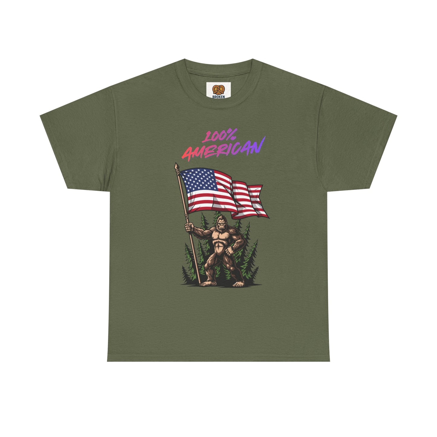 100% American T-Shirt — Retro Patriotic Flag Graphic Tee
