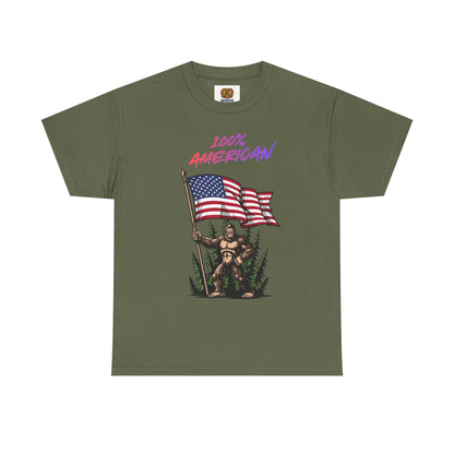 100% American T-Shirt — Retro Patriotic Flag Graphic Tee
