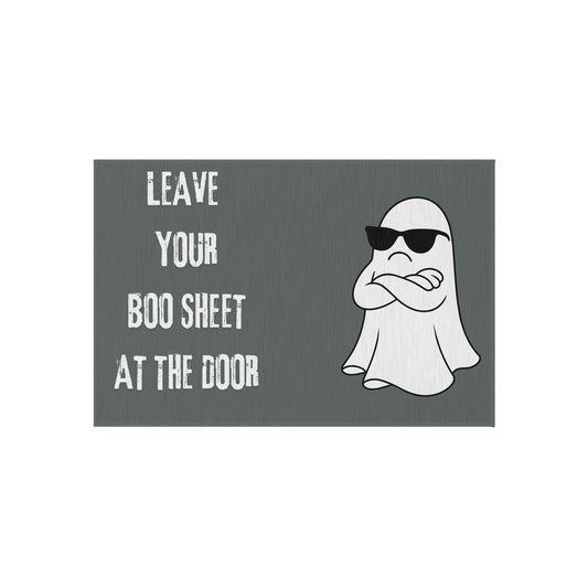 Outdoor Rug — "Leave Your Boo Sheet at the Door" Halloween Doormat