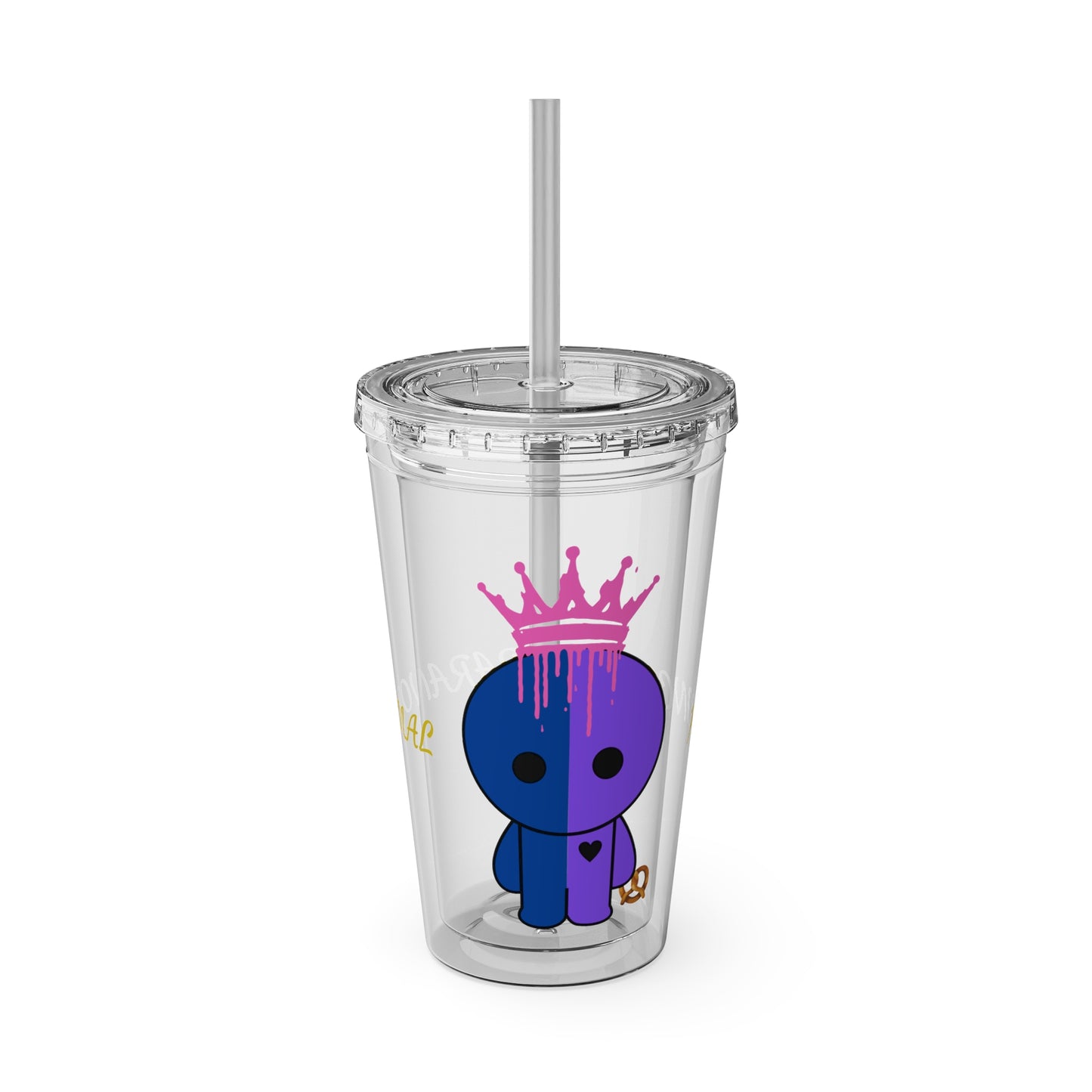 16oz Acrylic Tumbler with Straw — Cute Purple Blue Character 'Paranormal' Drink Cup